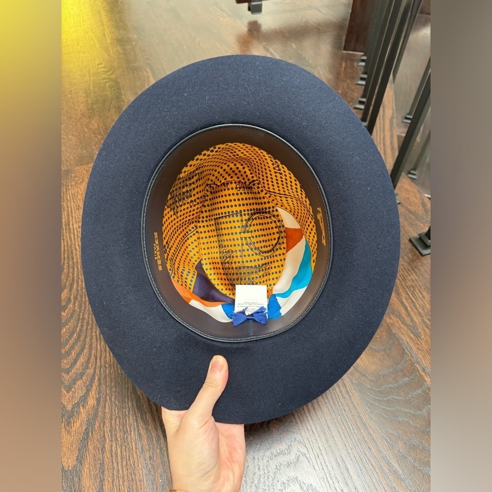 Hermes Feutre Paris Fedora Hat in navy - Picture 4 of 10